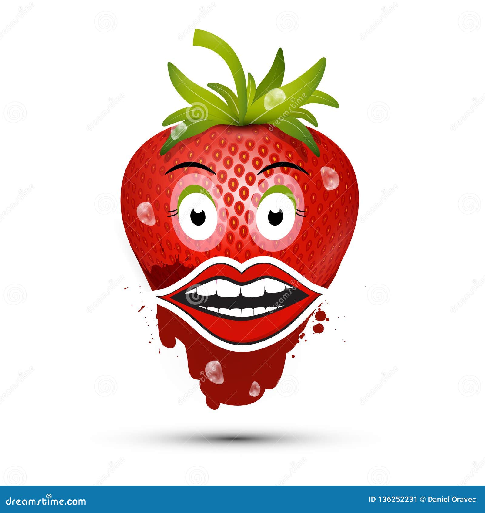 Strawberry In Mouth Vector Illustration 95803312