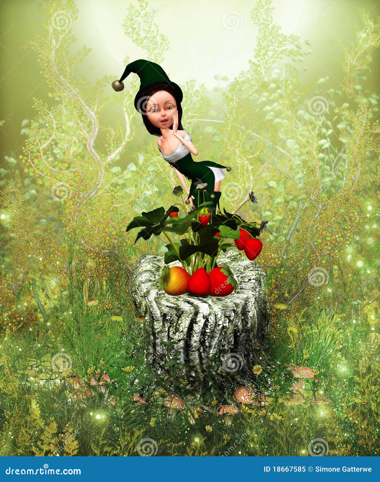 Strawberry fairy stock illustration. Illustration of flowers 18667585