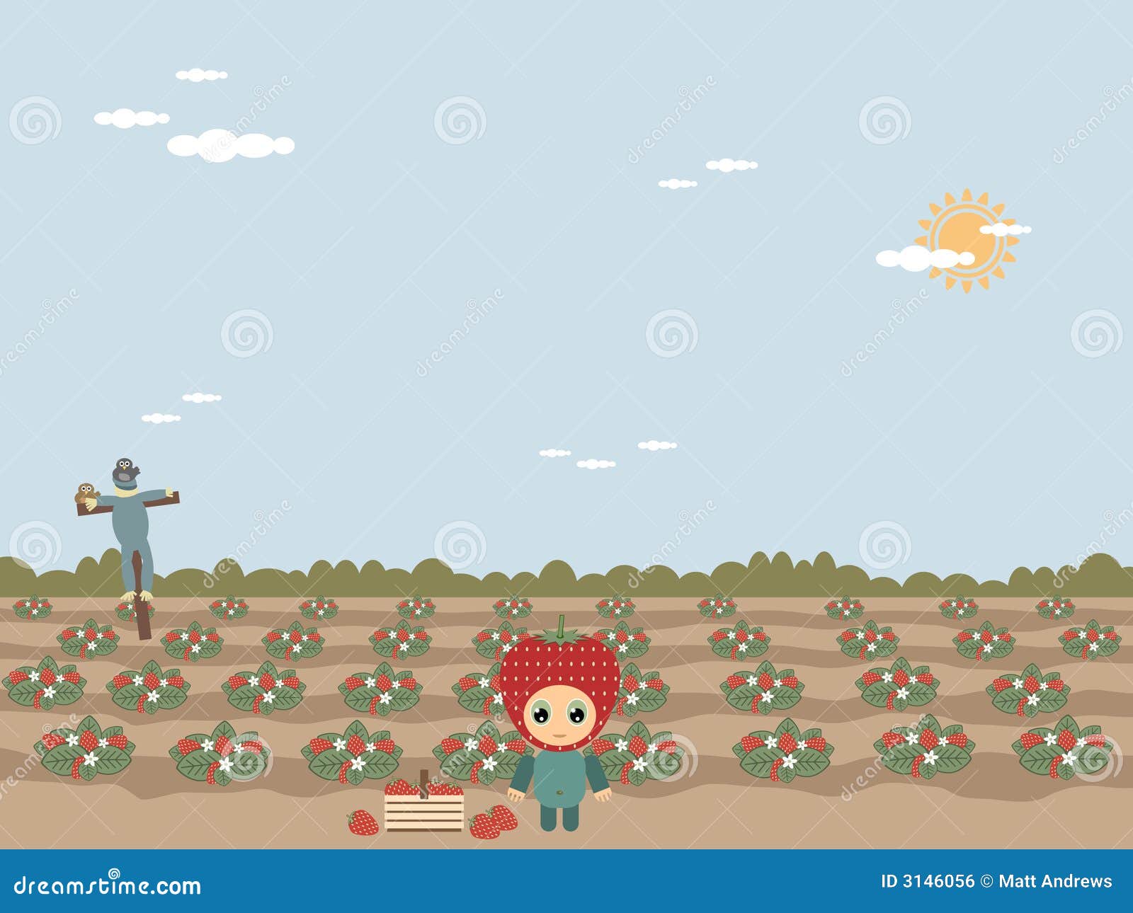 Strawberry field stock vector. Illustration of costume 3146056