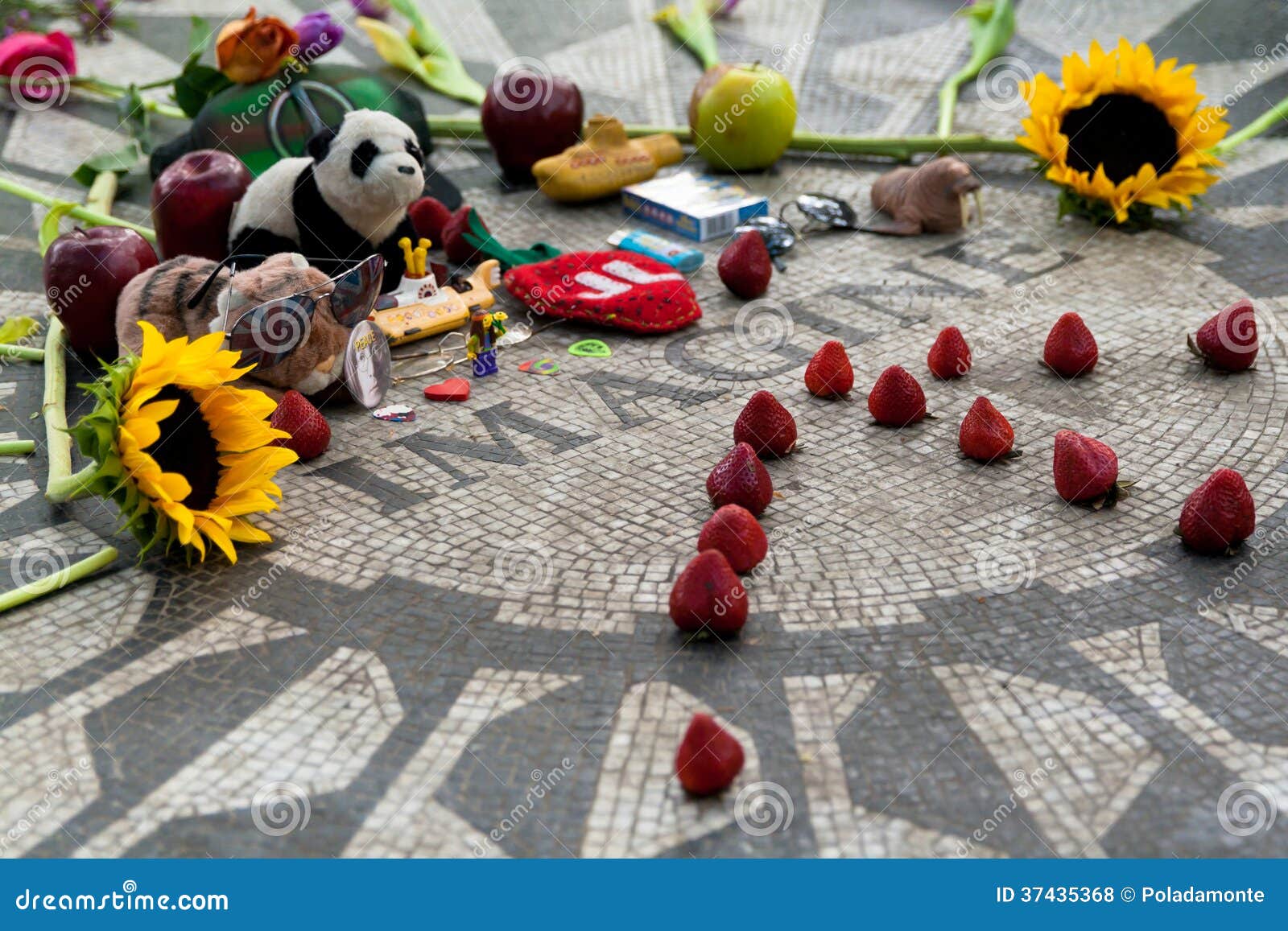 Strawberry fields, John lennon memorial in Central Park, New York City. The word Imagine is an icon in John Lennon art and music.