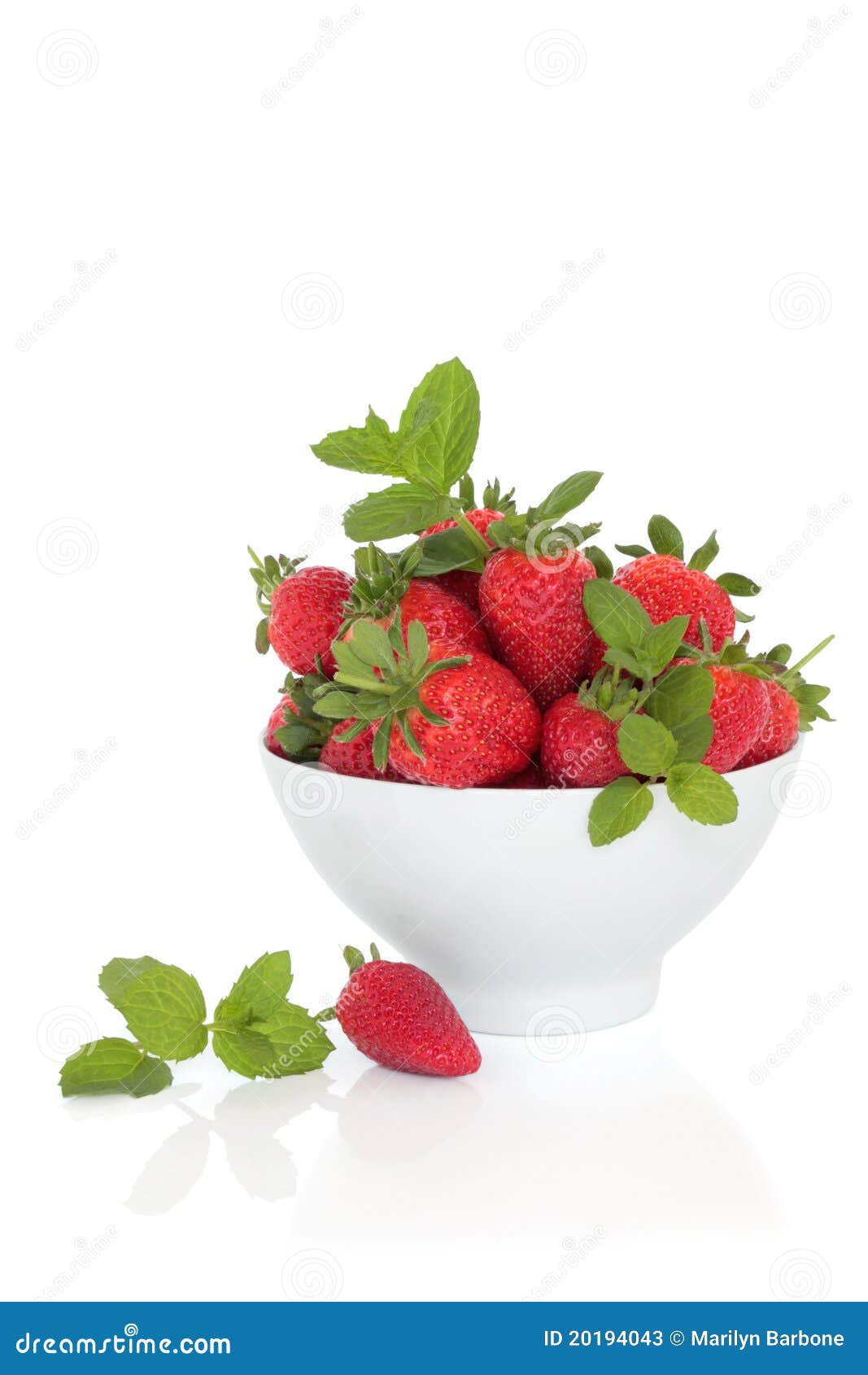 Strawberry Fruit and Mint Herb Stock Image Image of white, diet 20194043