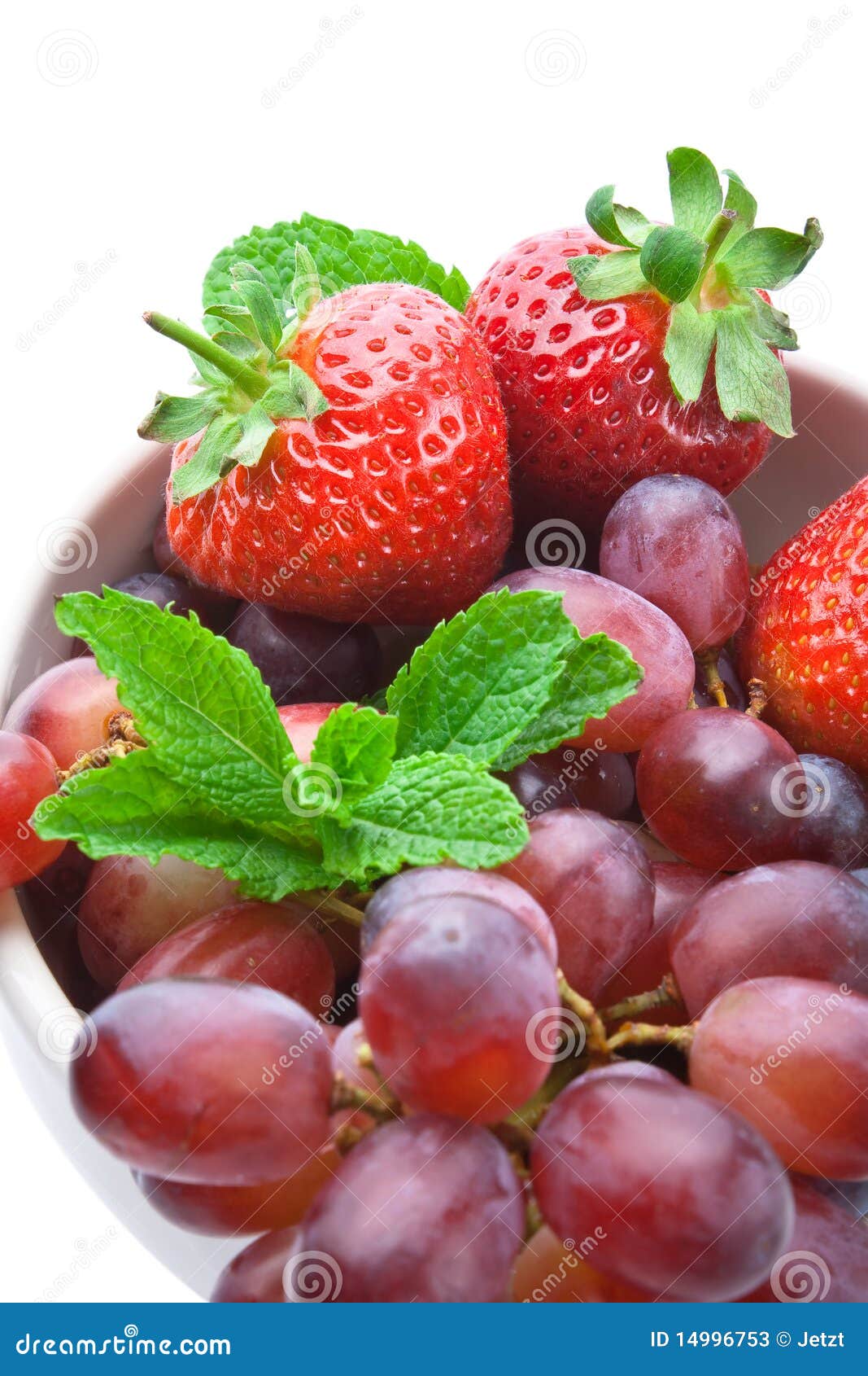 Strawberry, Grapes and Mint Stock Image Image of leaf, nature 14996753