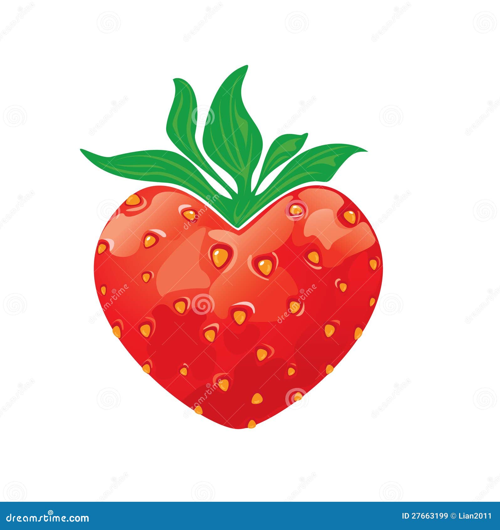 Strawberry Heart Isolated on White Background Stock Vector