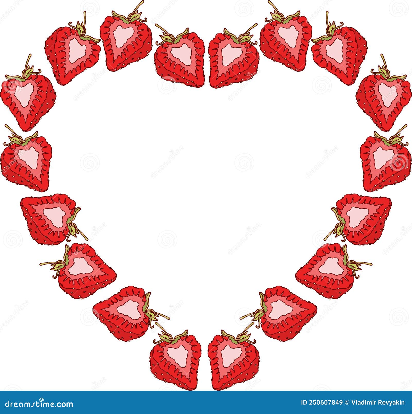 Strawberry Heart Shaped Frame With An Outline Red Strawberry Slices