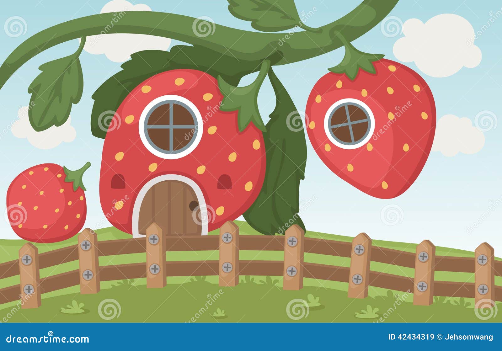 Strawberry house stock vector. Illustration of field 42434319