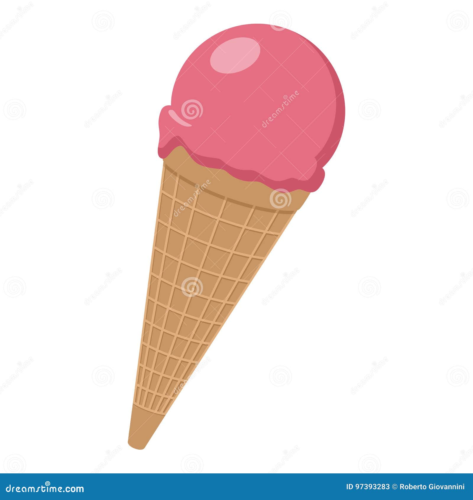 strawberry ice cream cone flat icon