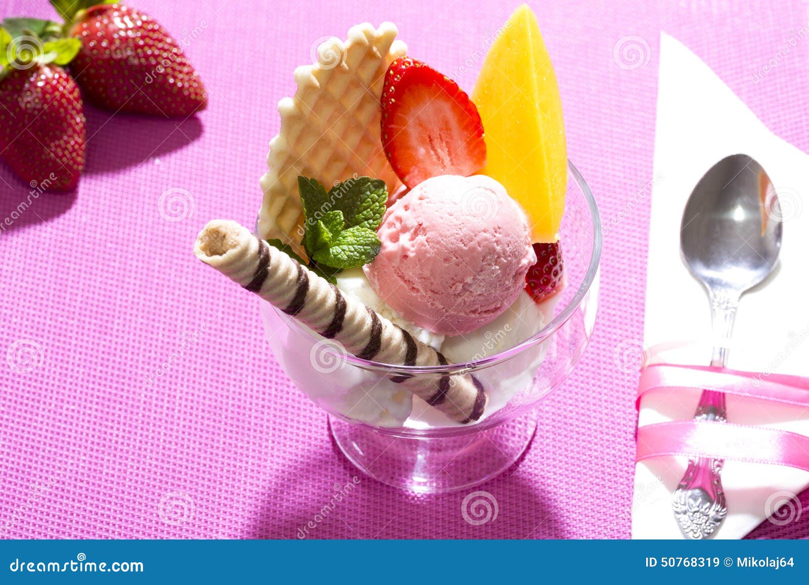 Strawberry Ice Cream Dessert Stock Image - Image of food, closeup: 50768319
