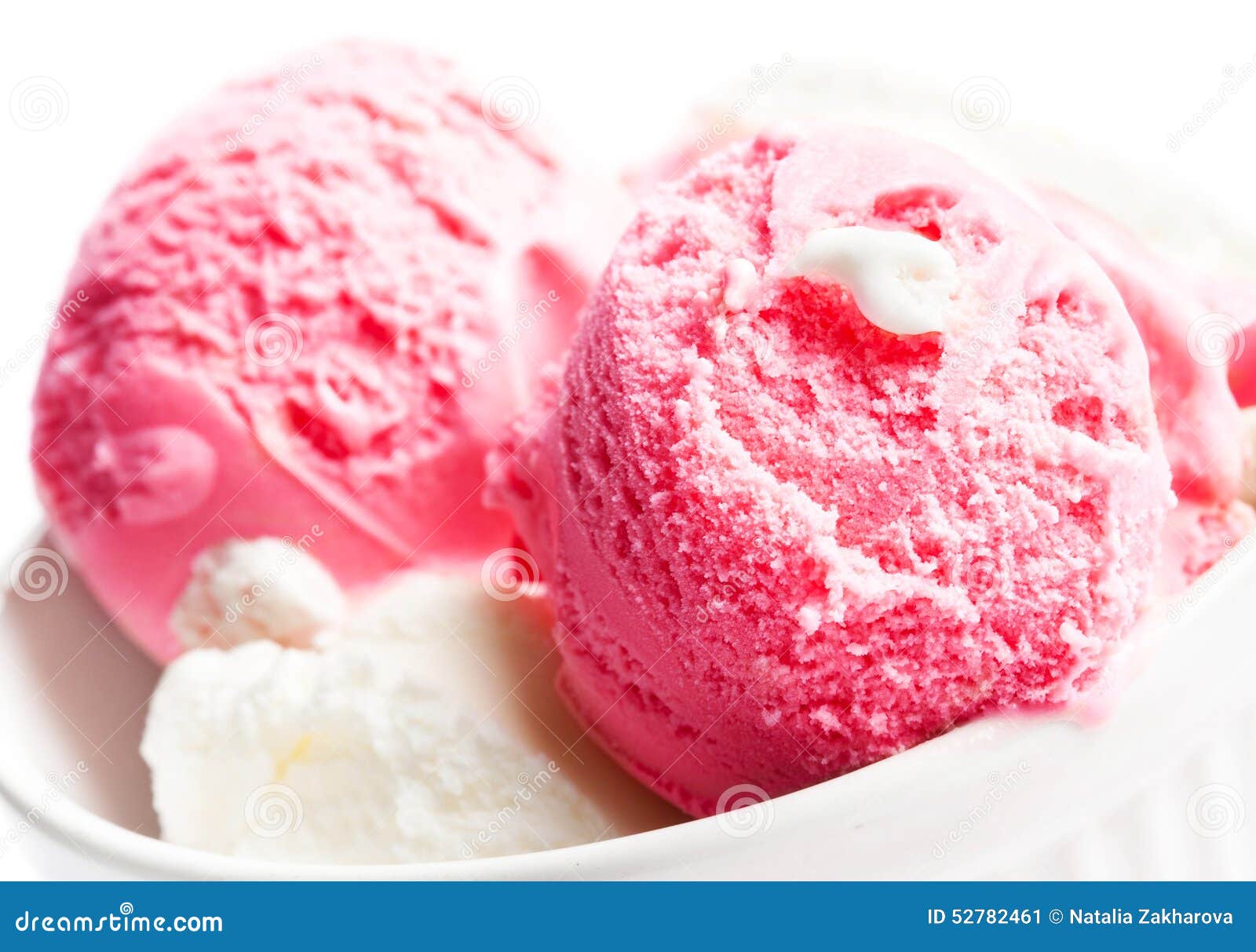 Strawberry Ice Cream Macro. Beautiful Ice-Cream Balls Close Up. Stock ...