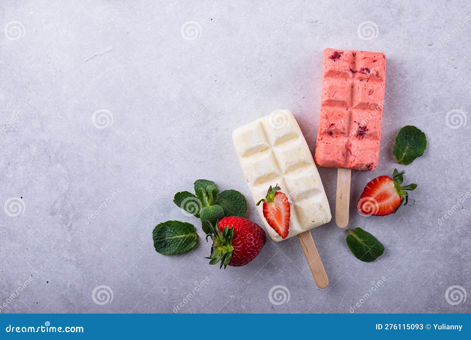 Strawberry Ice Cream Pop Sicle with Mint Stock Image Image of mint