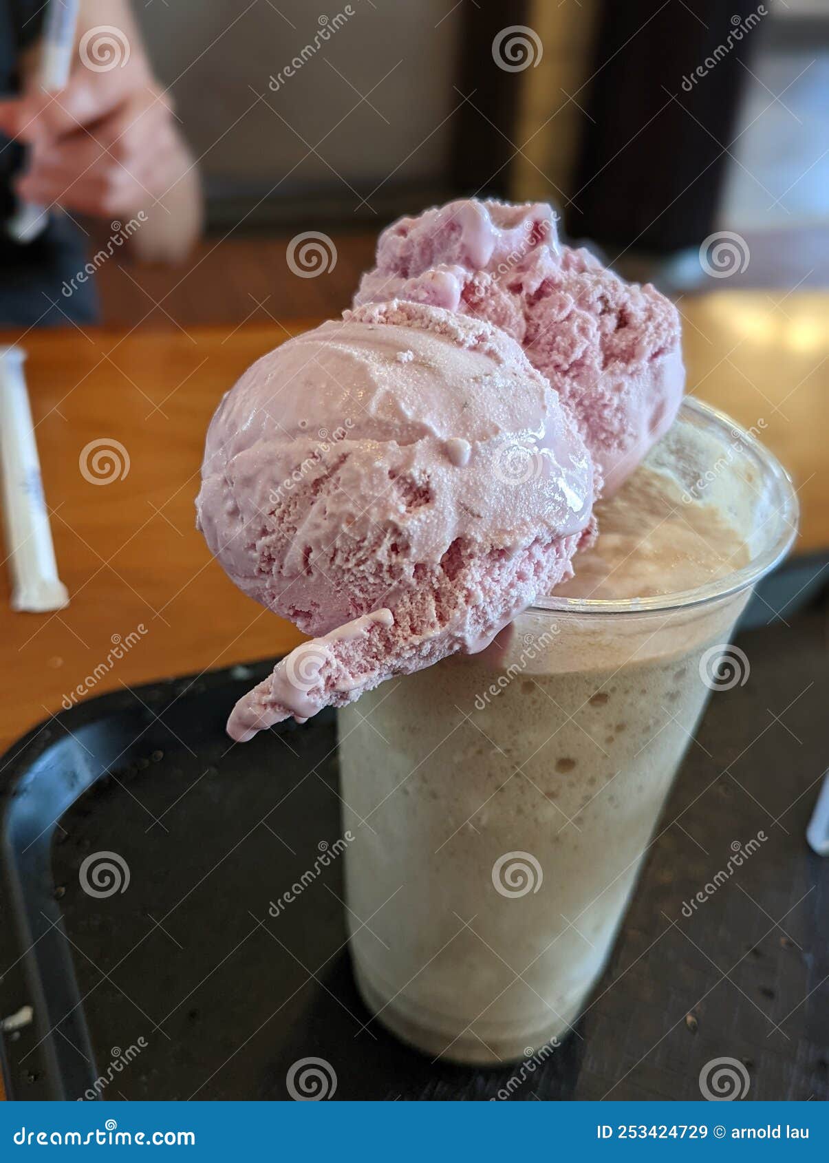 Strawberry ice cream soda stock image. Image of buttercream 253424729