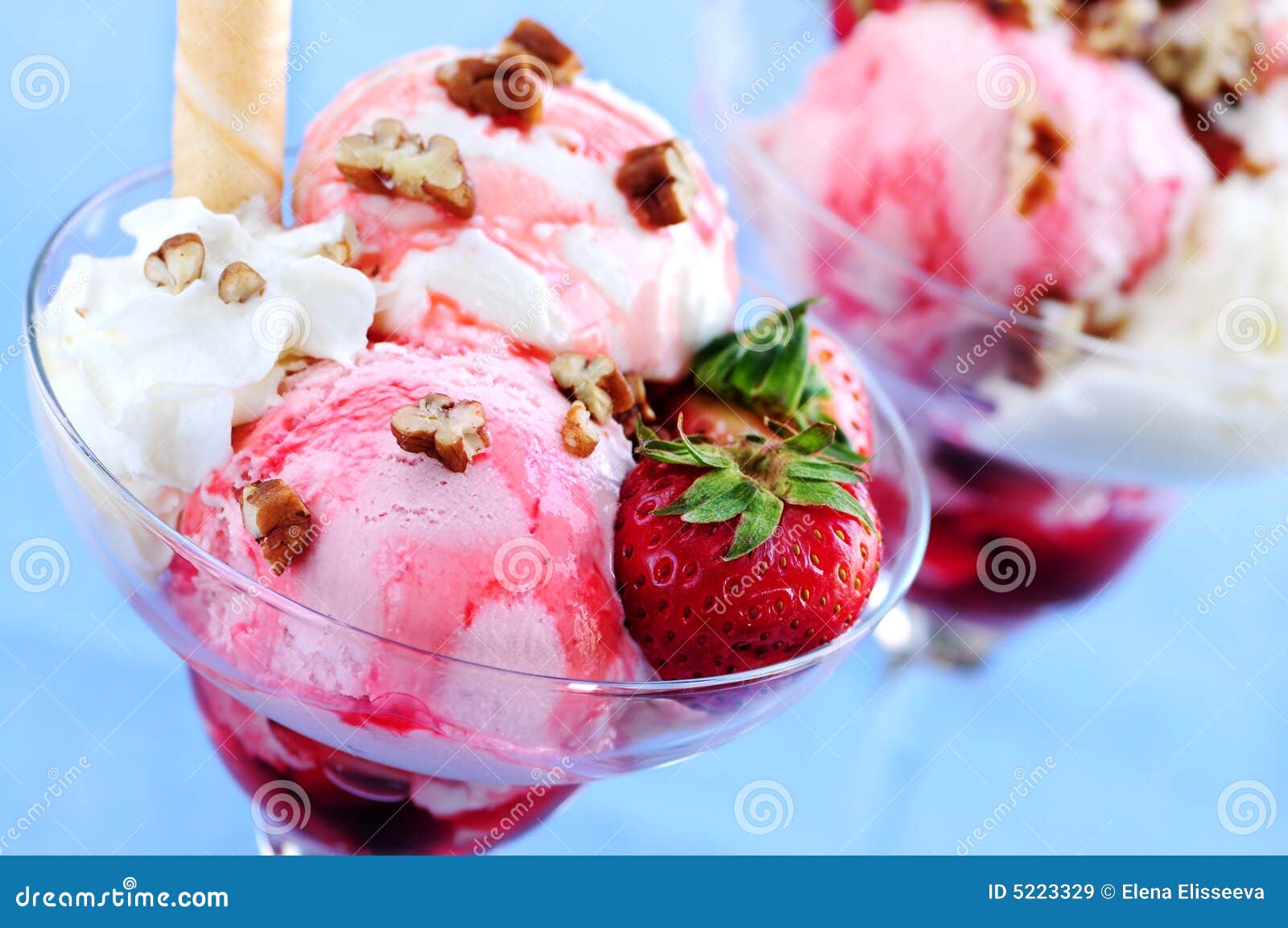 Strawberry Ice Cream Sundae Stock Image Image of glass, pecans 5223329
