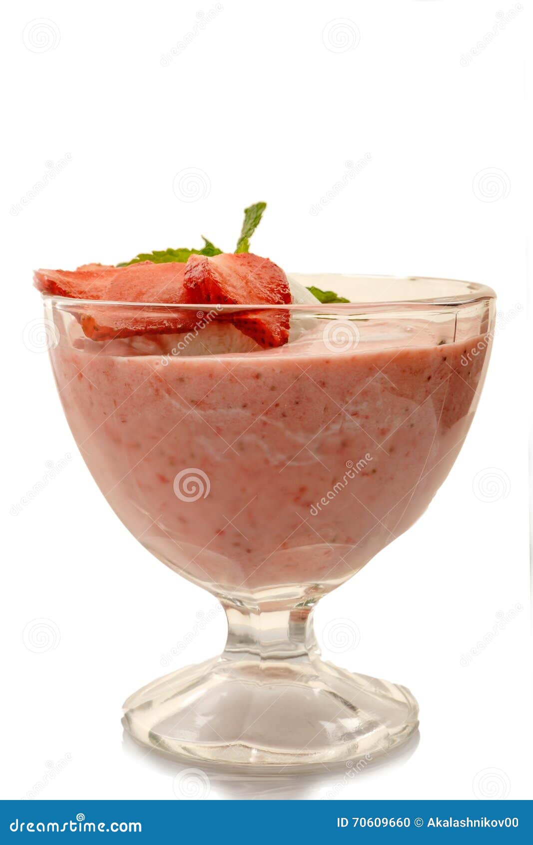 Strawberry Ice Cream White Background Stock Photo - Image of food, mint