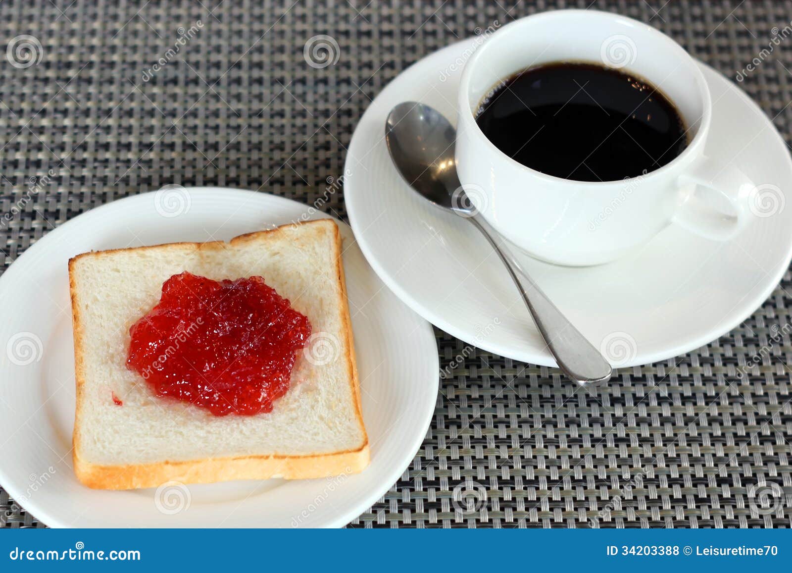 Strawberry Jam On Bread And Coffee Stock Photo Image of fried