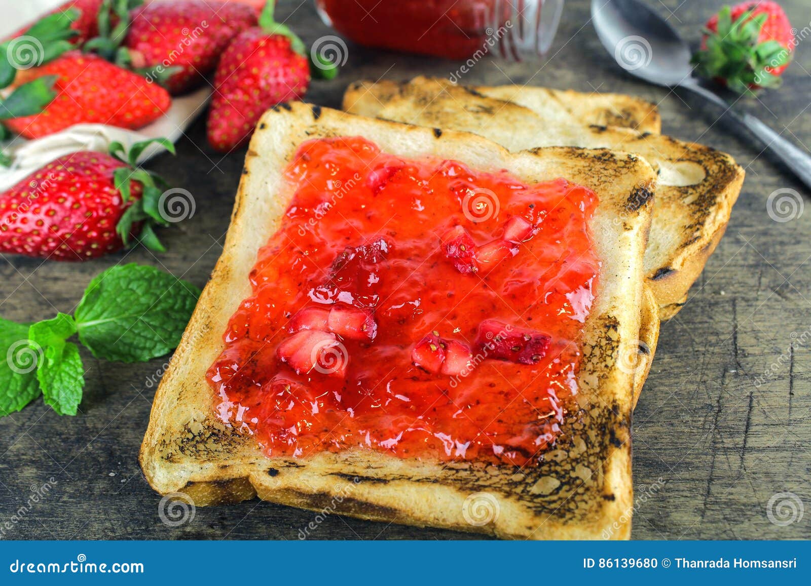 Strawberry Jam on Bread with Fresh Strawberry Stock Photo Image of preserve, dessert 86139680