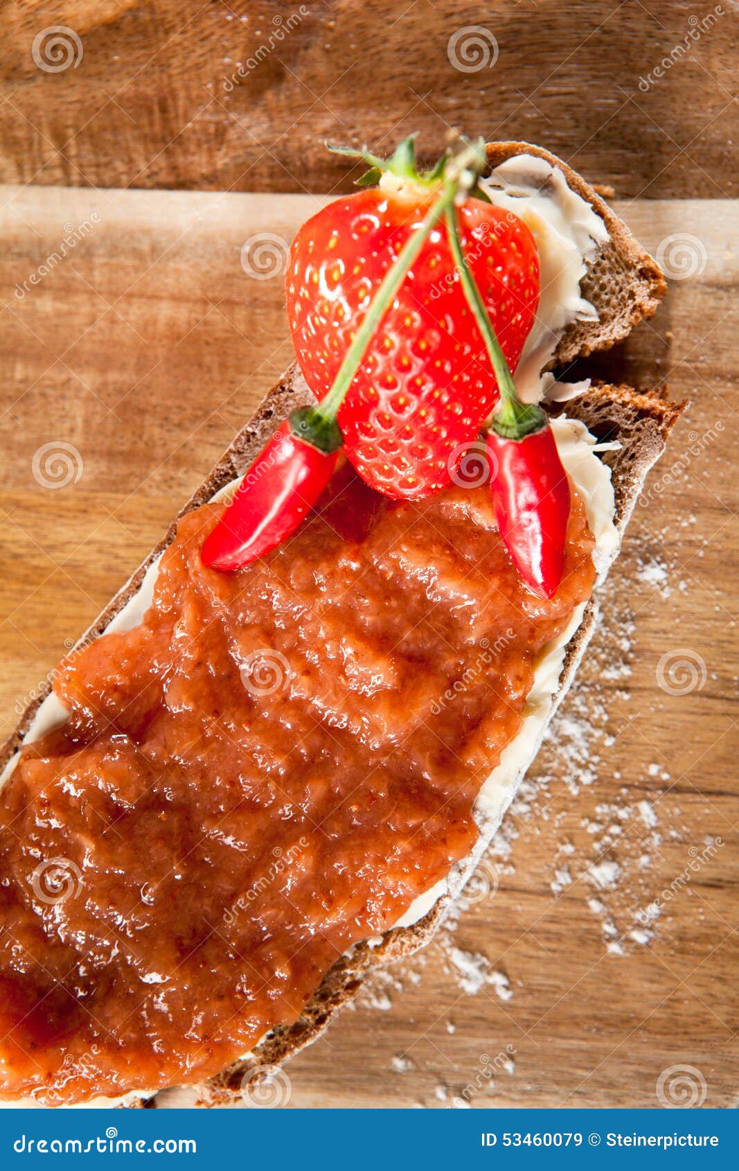 Strawberry jam with chili stock image. Image of food 53460079