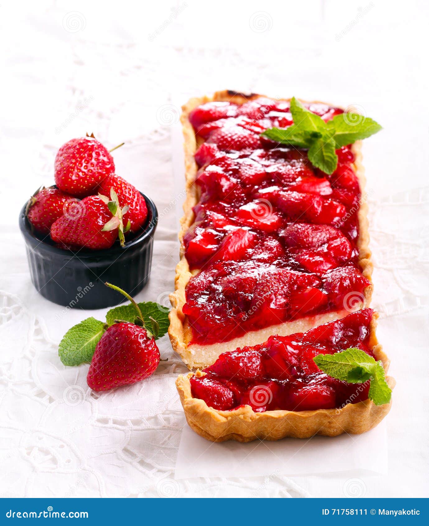 Strawberry Jelly Topping Cheesecake Tart, Stock Image Image of jelly