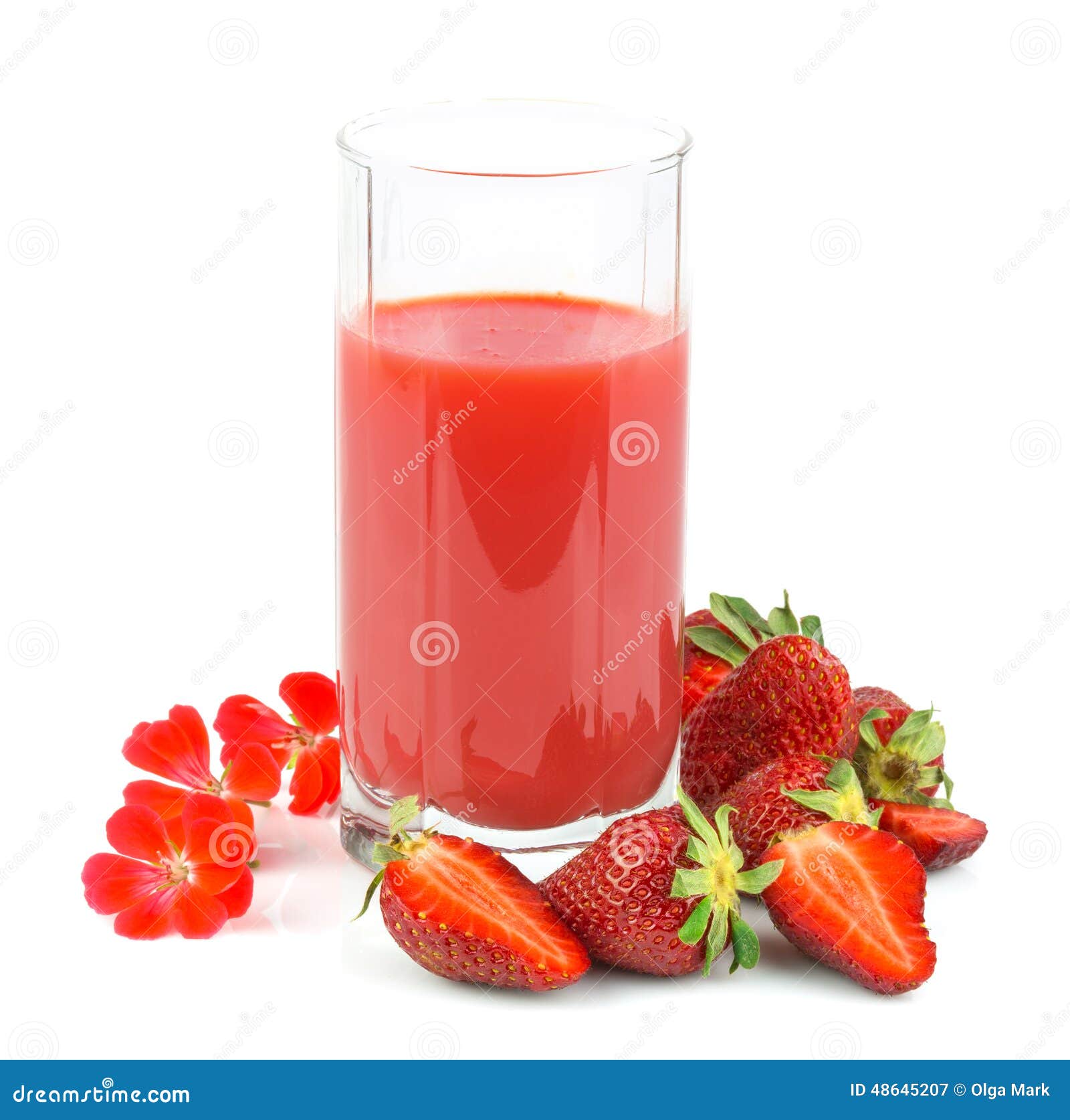 Strawberry Juice In Glass With Fruit Stock Image Image of freshness