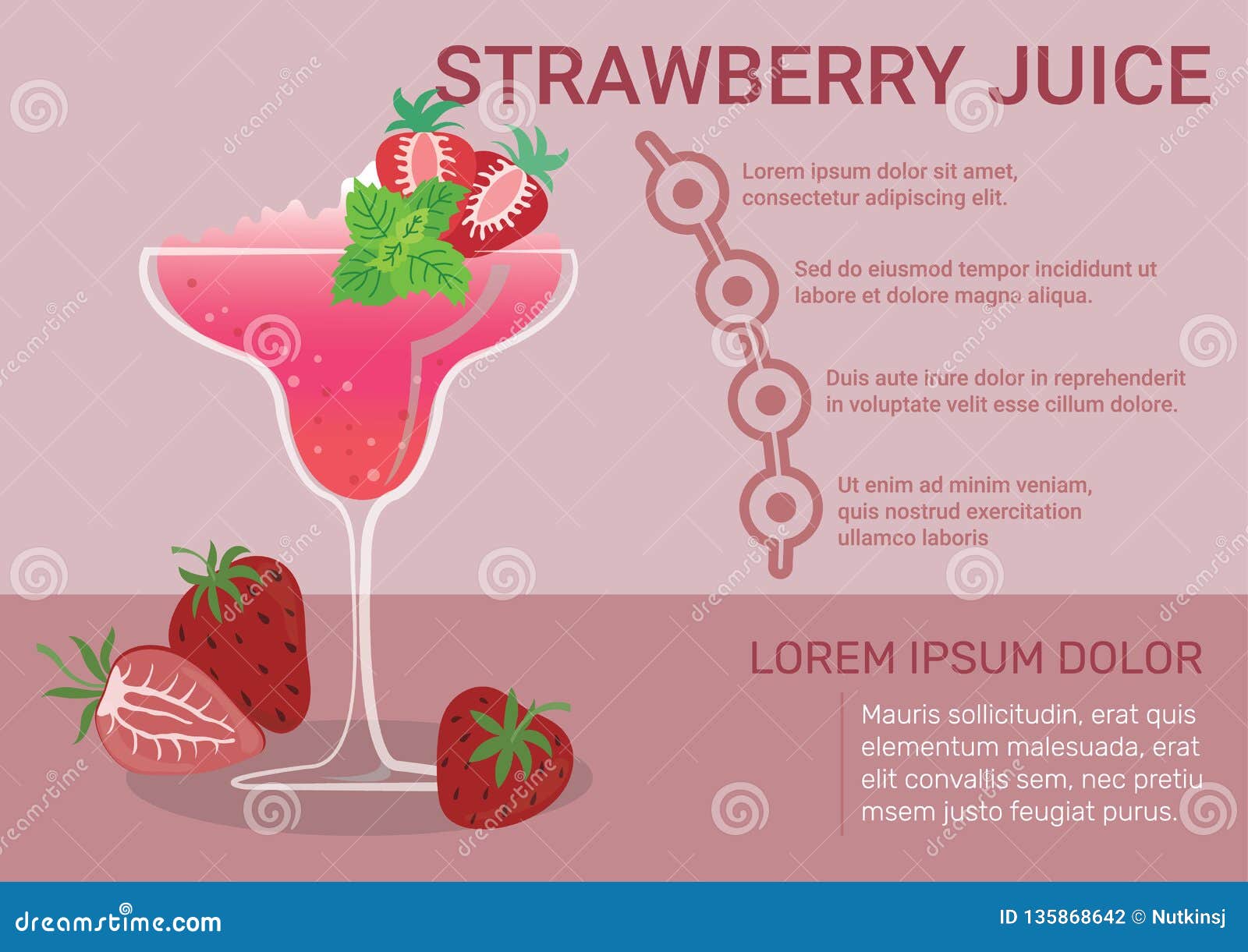 strawberry juice infographic stock vector - illustration of