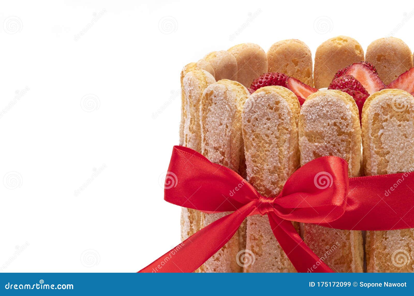 Strawberry ladyfinger cake stock image. Image of pastries 175172099