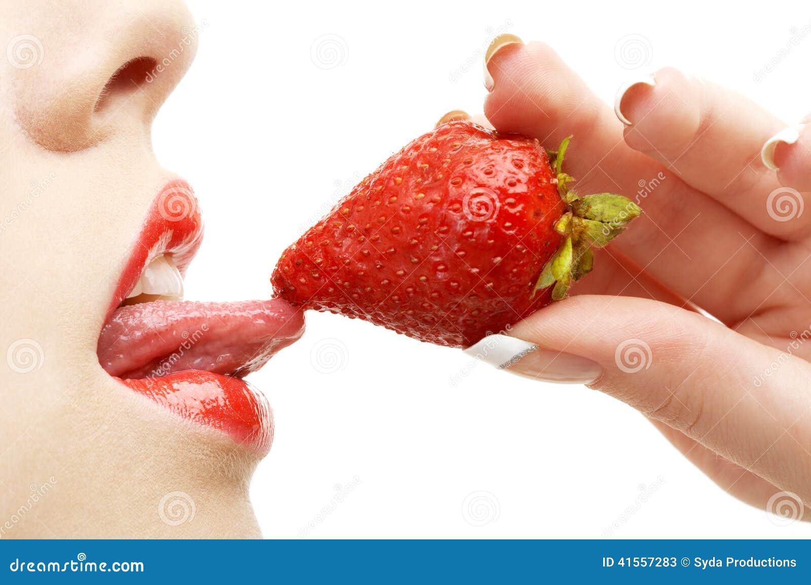 Strawberry, Lips and Tongue Stock Image Image of fruit, gloss 41557283