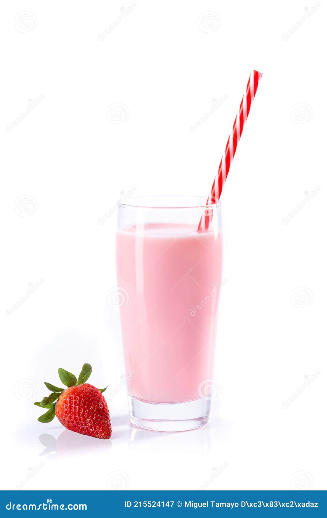 Strawberry Milkshake Isolated on White Background with Copyspace Stock Image Image of
