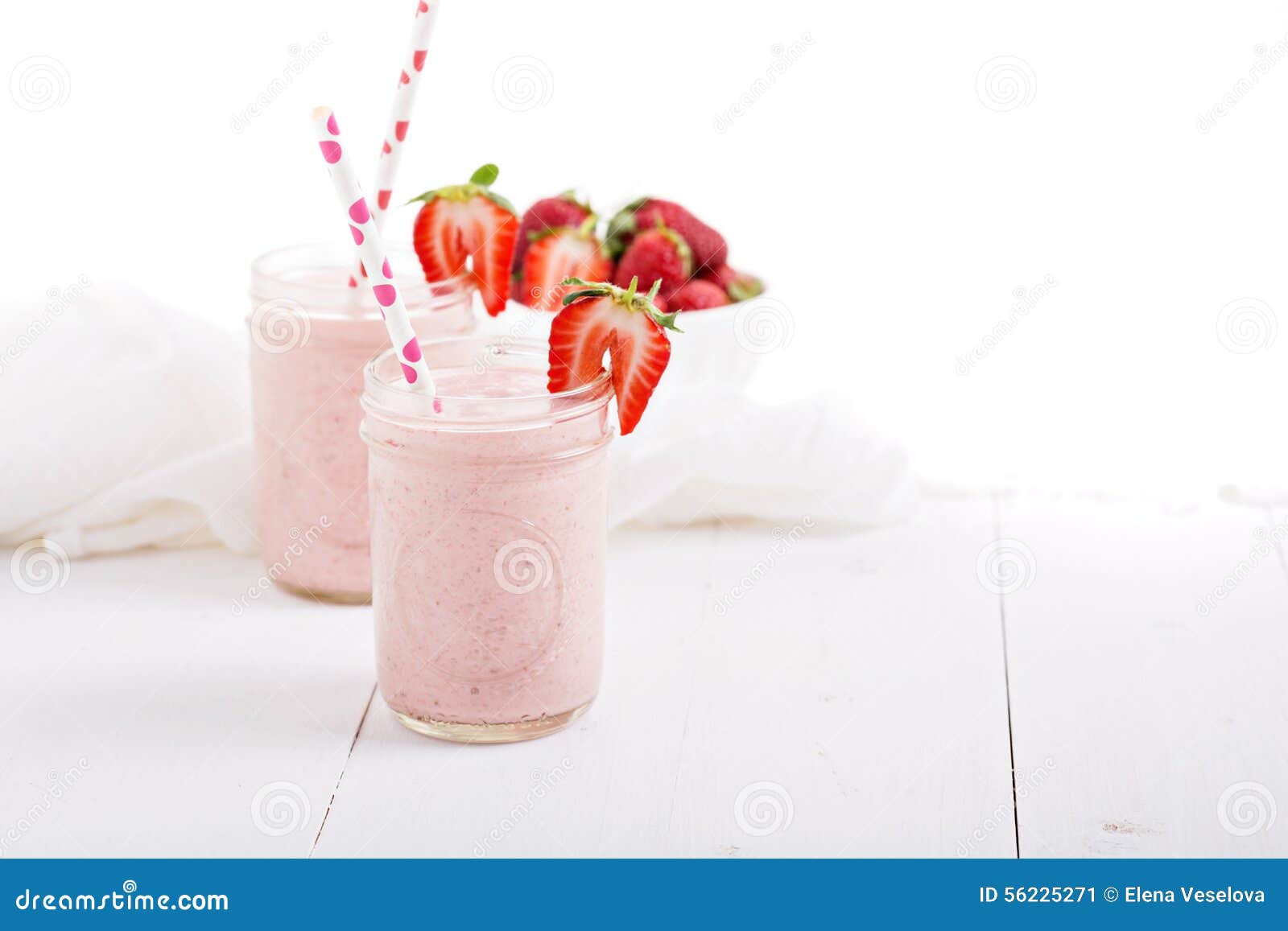 Strawberry Milkshake in Mason Jars Stock Image Image of freshness