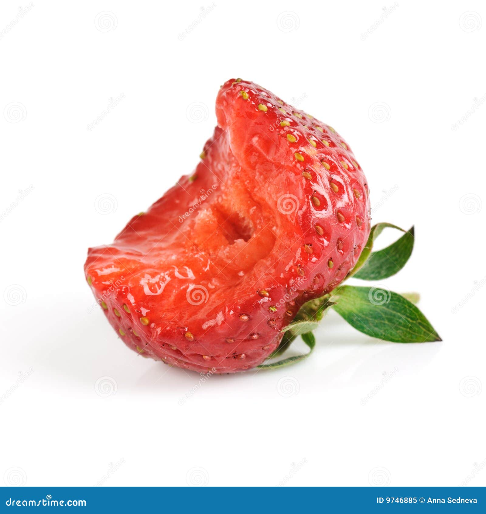 Strawberry with one bite stock image. Image of nutrient 9746885