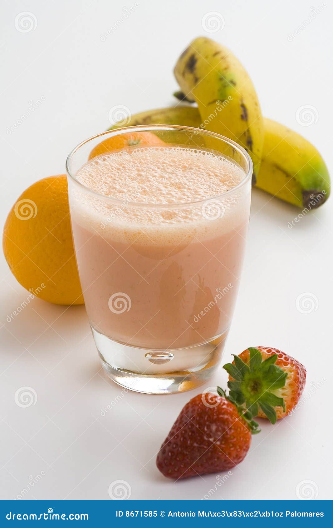 Strawberry Orange Banana Milkshake Natural Stock Image Image of