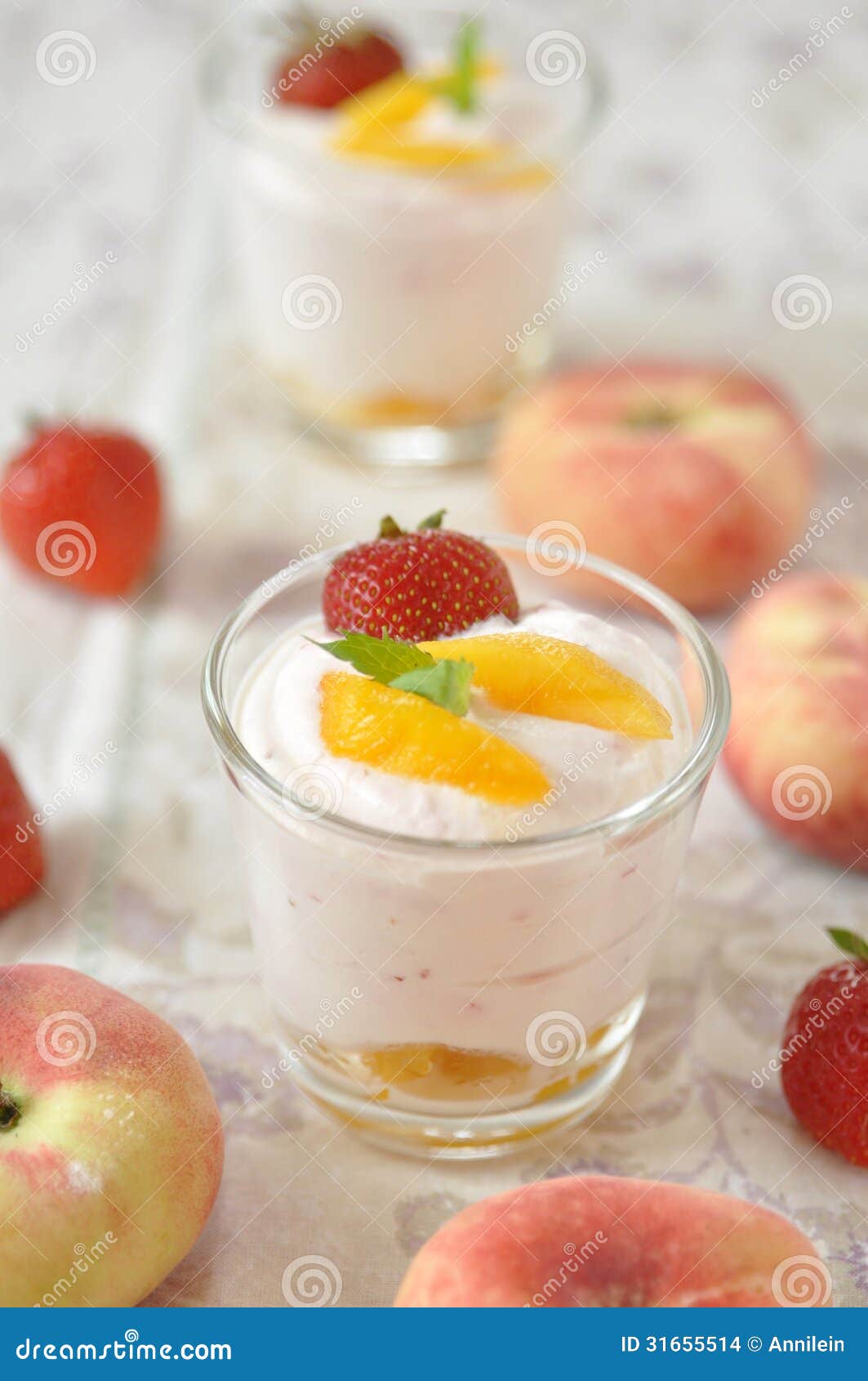 Strawberry and Peach Dessert Stock Photo Image of cold, delicious