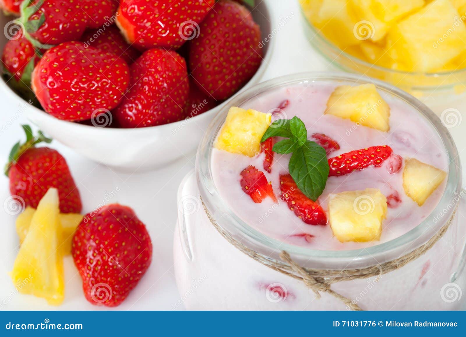 Strawberry and Pineapple Yogurt Stock Photo Image of eating