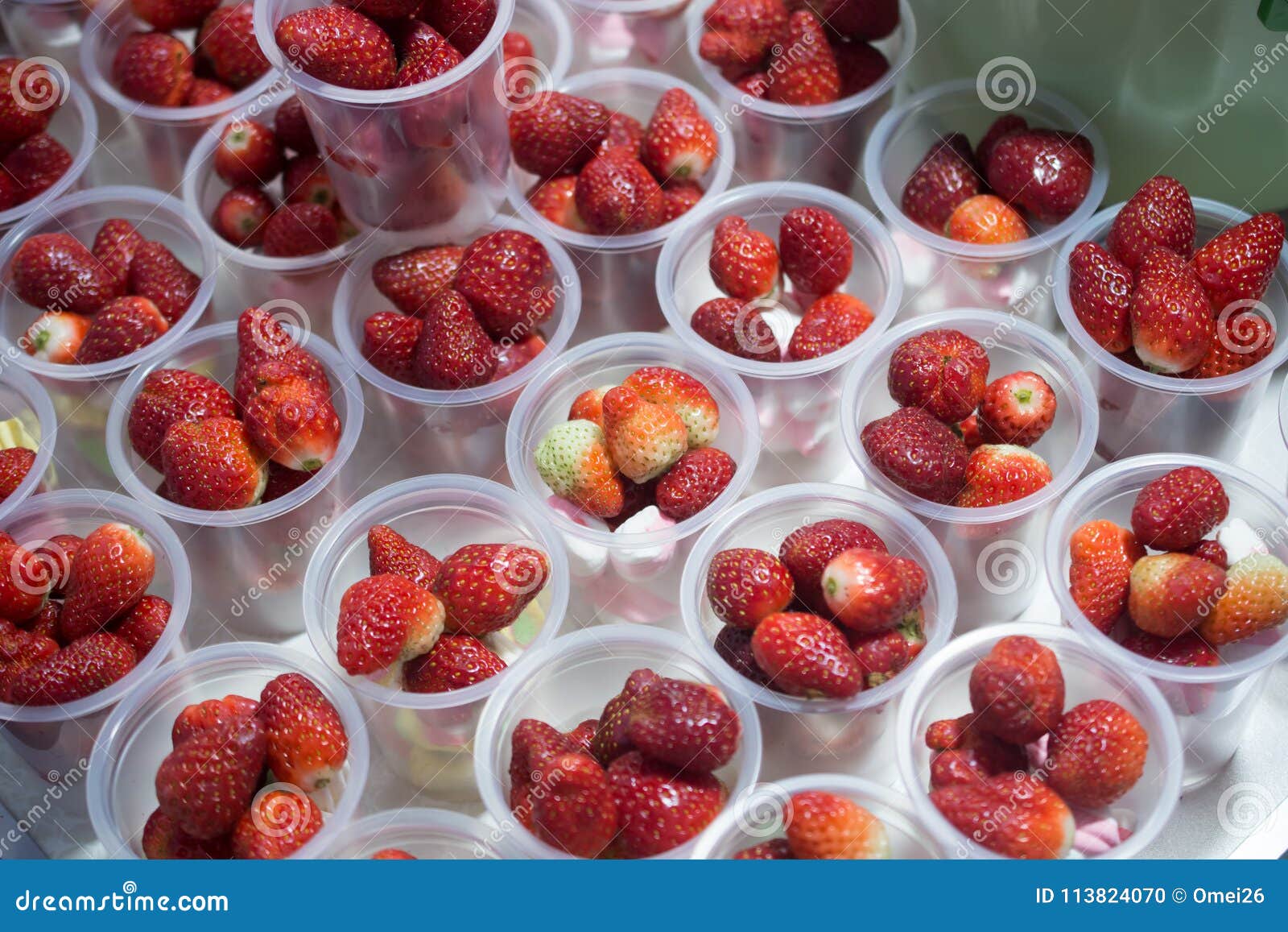 Strawberry in the Plastic Cup Stock Photo Image of dairy, health