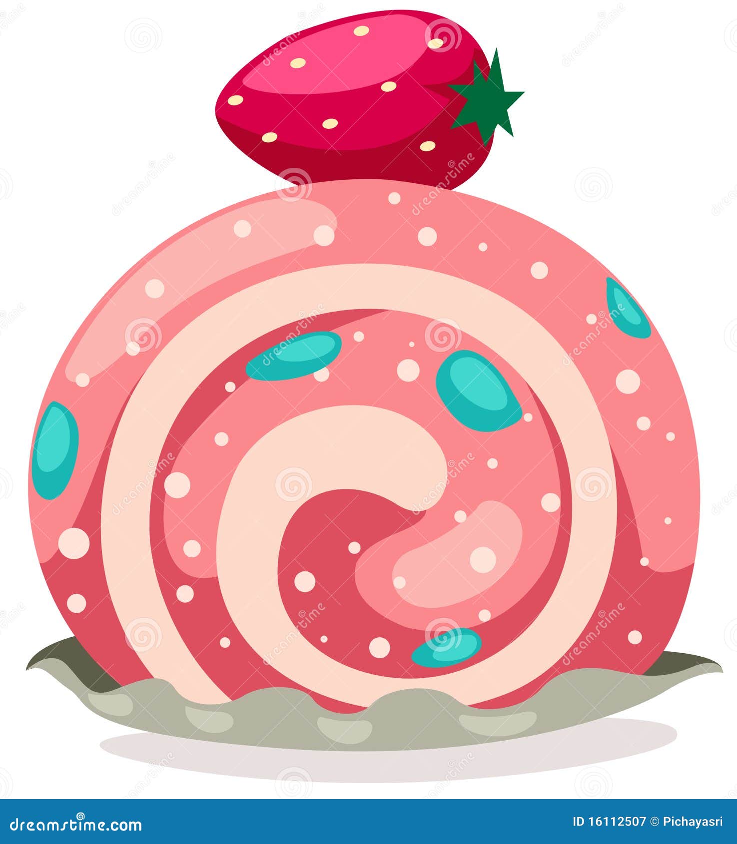 Roll Cake Sweets Hand Drawn Doodle Vector Illustration. Confectionary