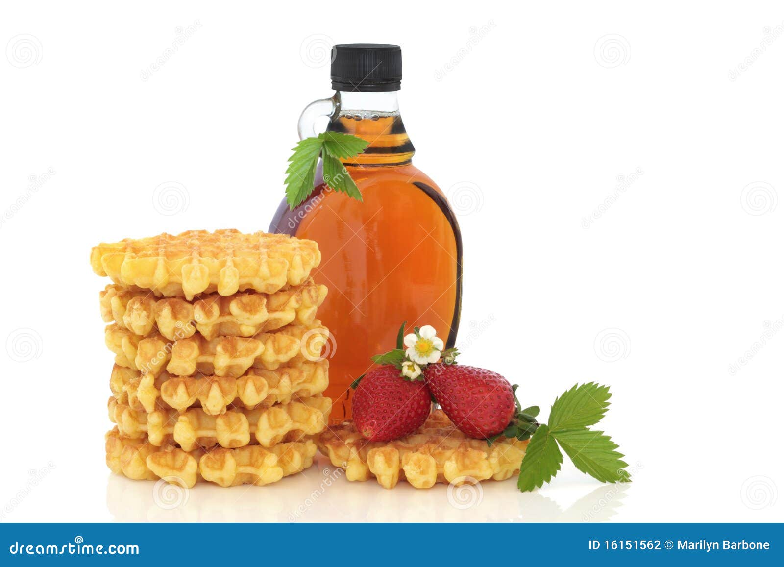 strawberry waffles and maple syrup