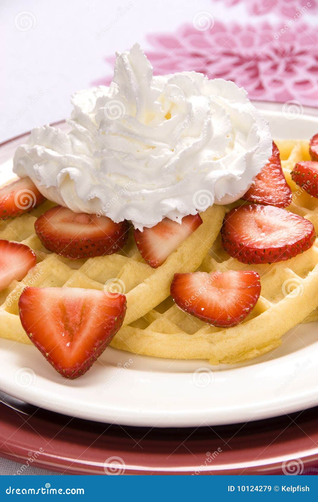 Strawberry Waffles with Whipped Cream Stock Image Image of waffle