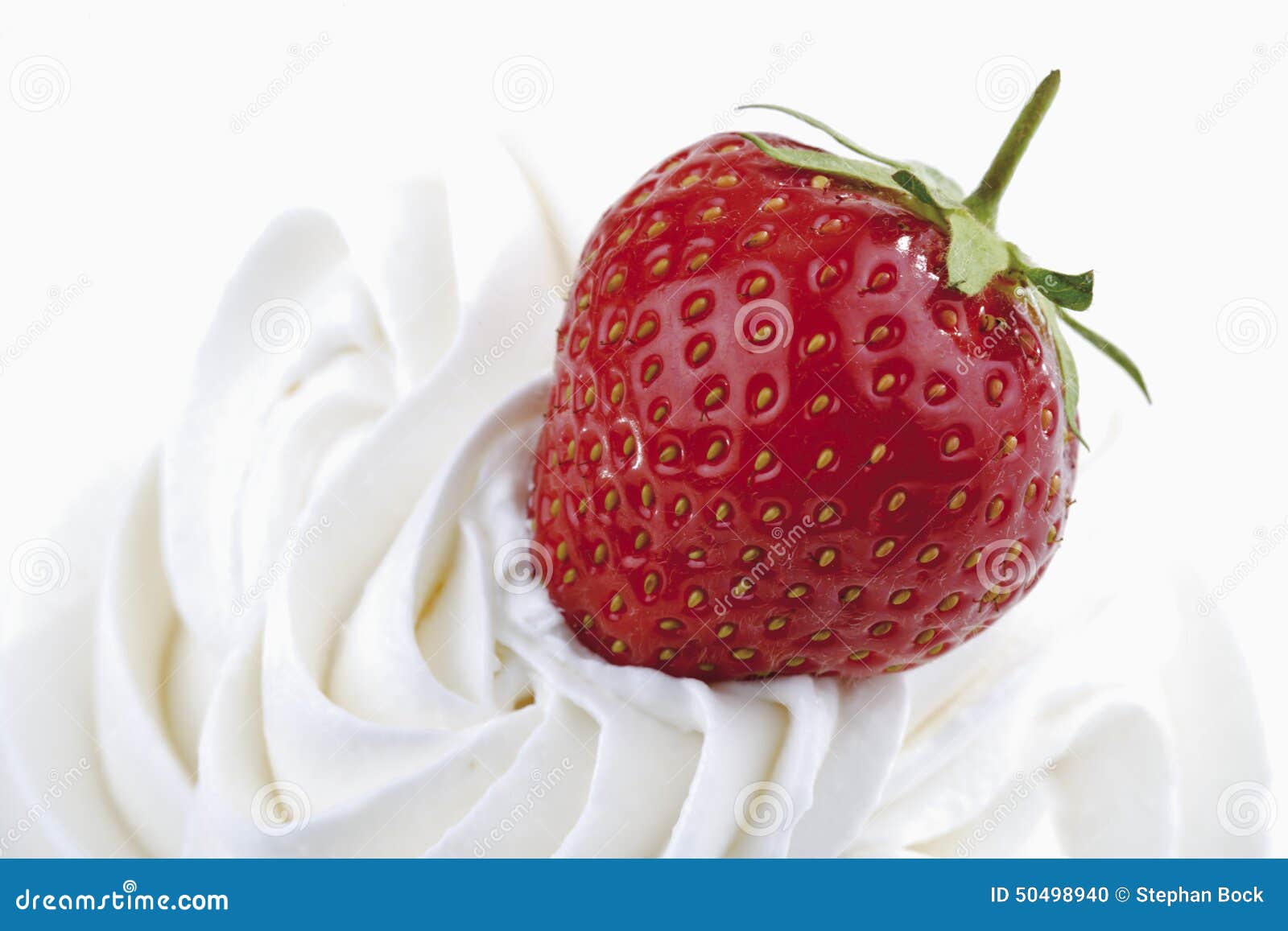 Strawberry on Whipped Cream Stock Photo Image of berry, meal 50498940