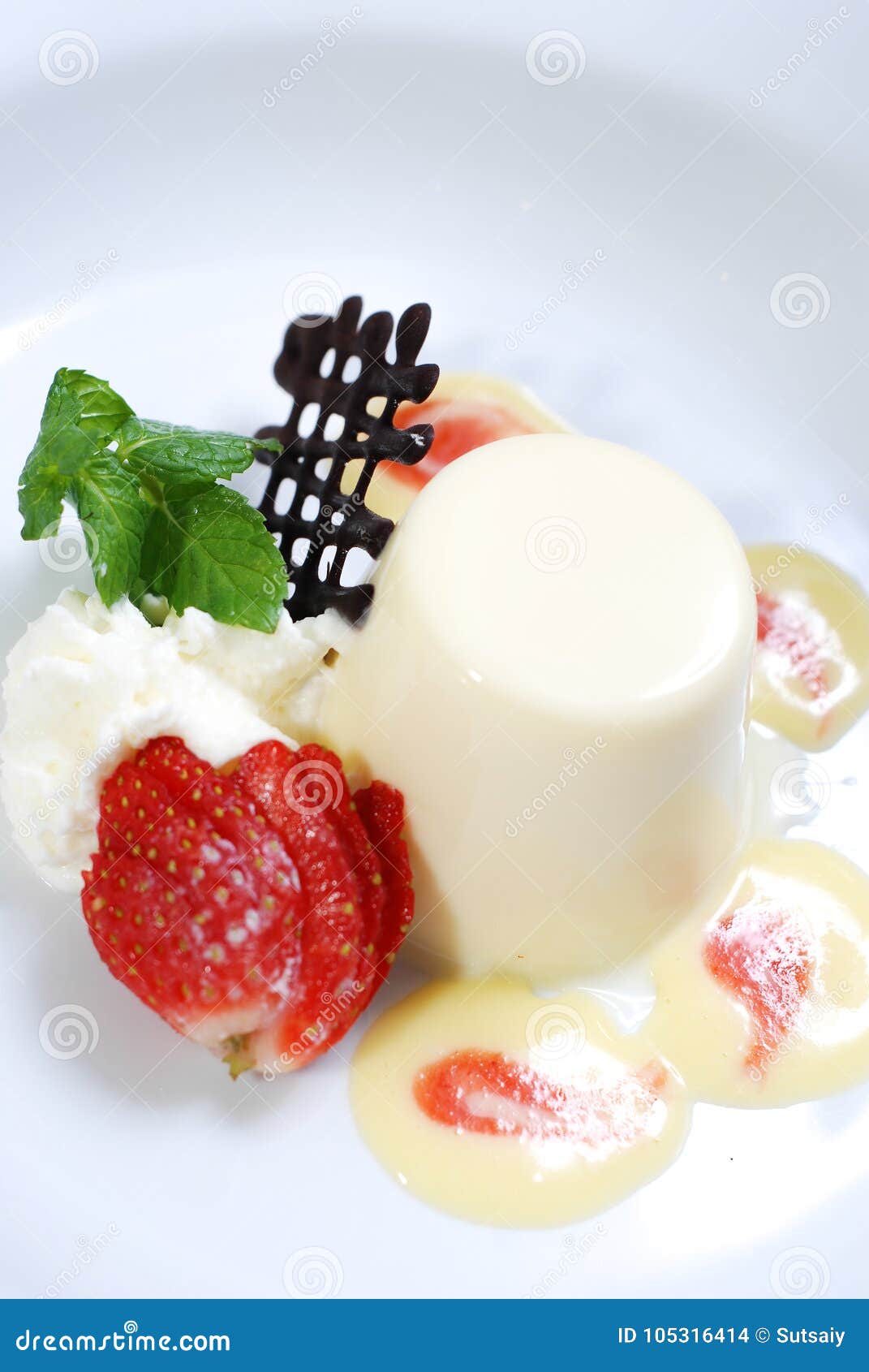 Strawberry and Yogurt As a Jelly Pudding Stock Photo Image of food