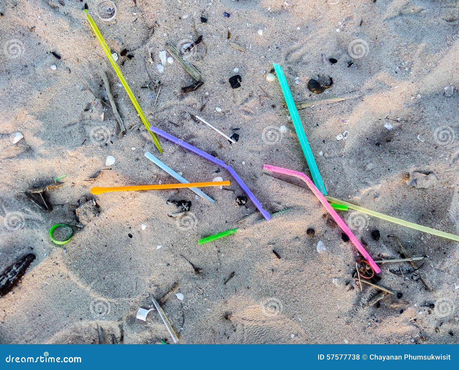 straws are waste on beach
