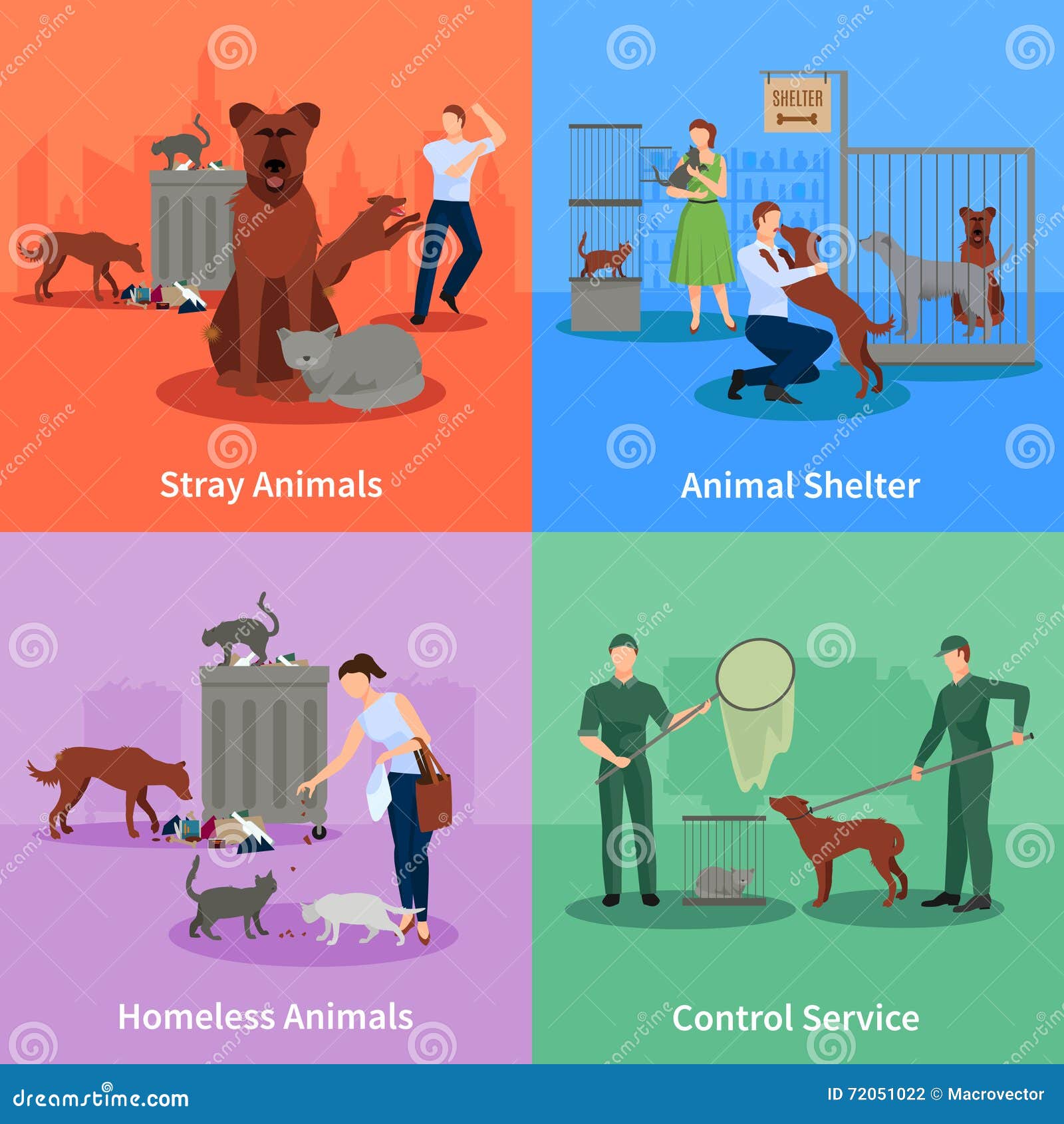 Download Stray Animals Icons Set stock vector. Illustration of icons - 72051022