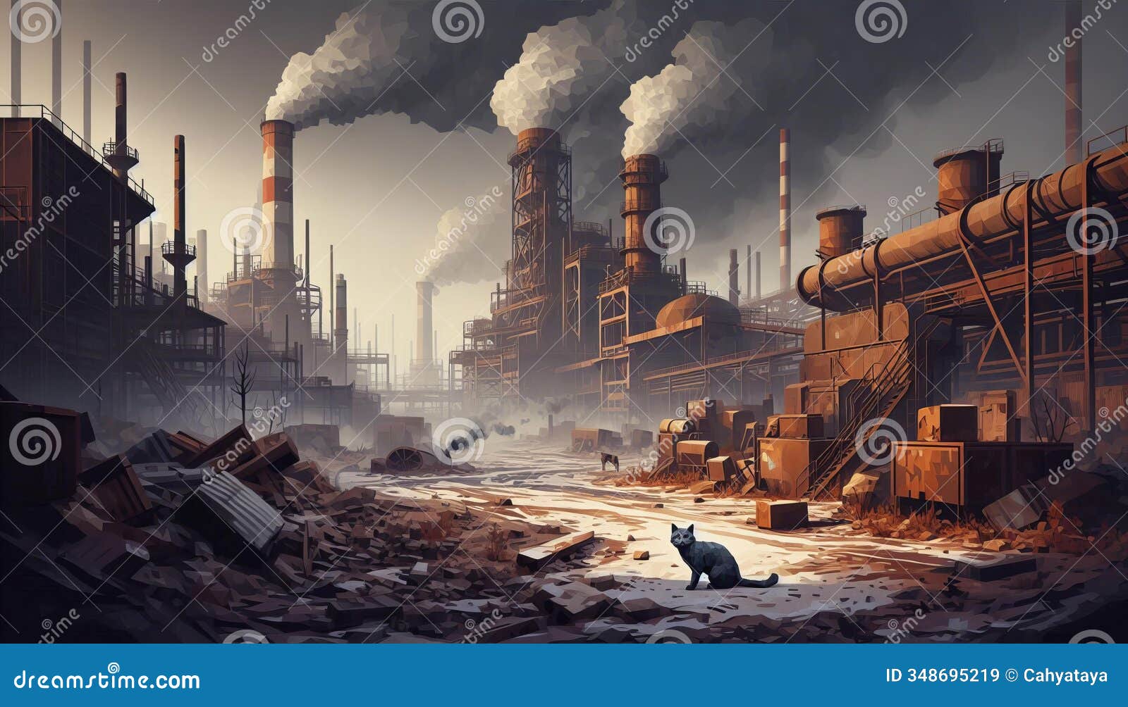 stray cat in industrial district