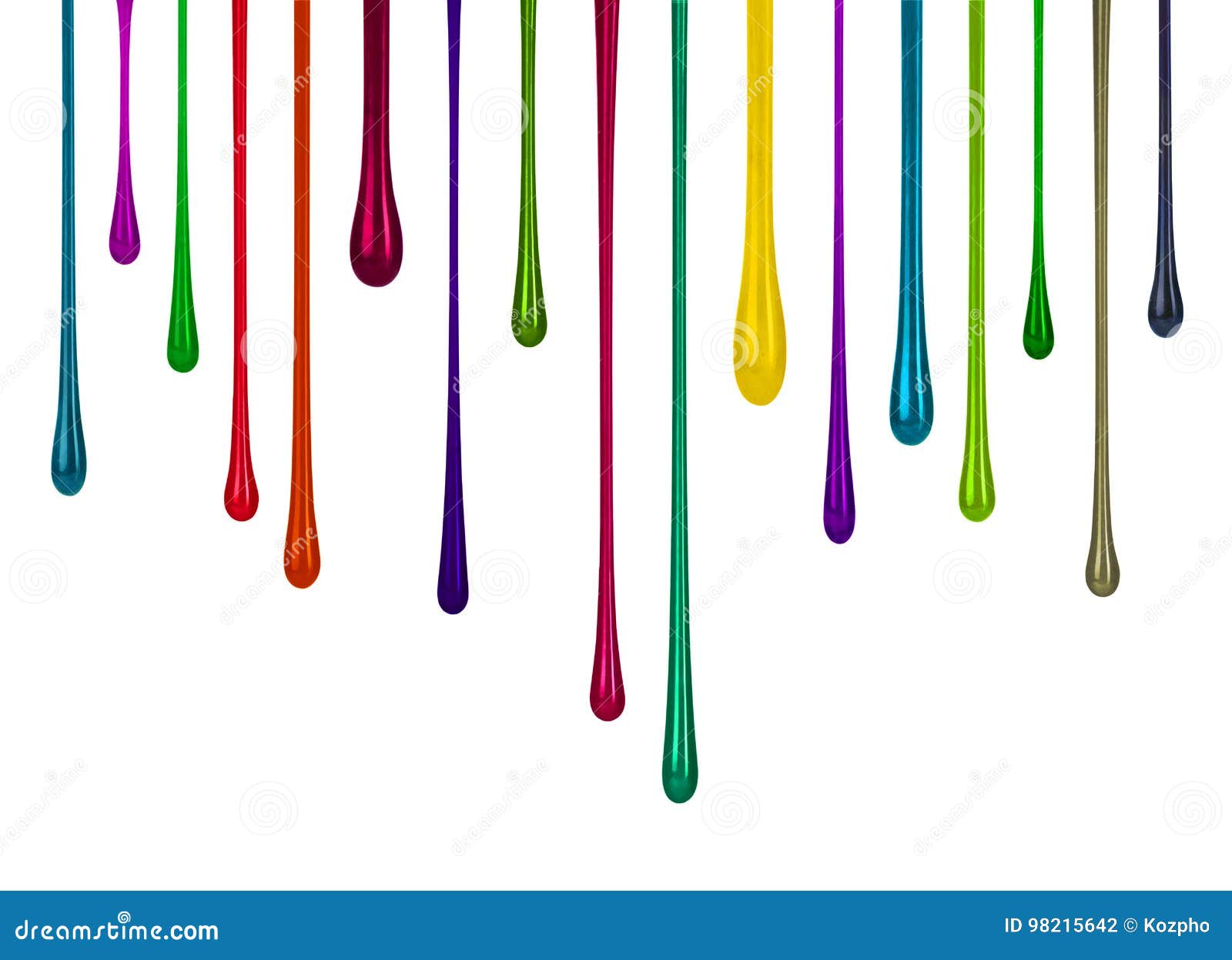 Streaks of Multicolored Bright Paint in the Form of Drops Stock Photo