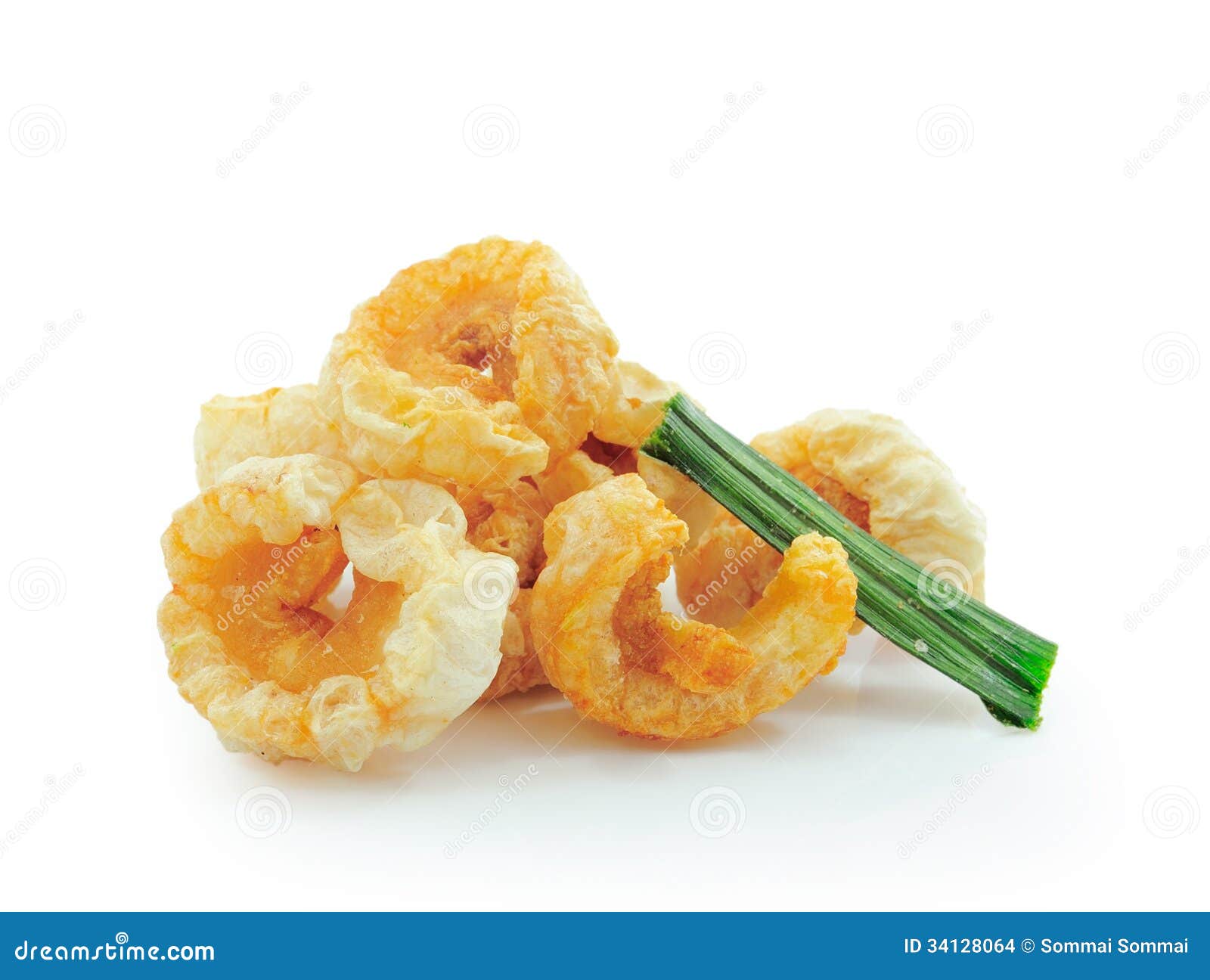 Streaky pork with crispy crackling on white background