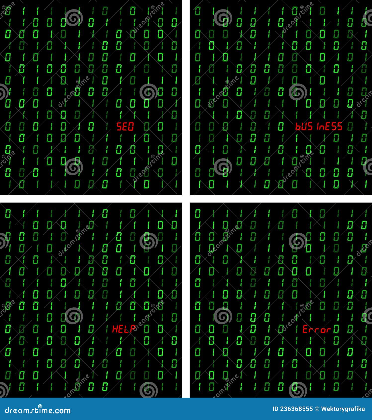 Stream of Binary Code. Computer 0,1 Background Design. Digits on Screen ...