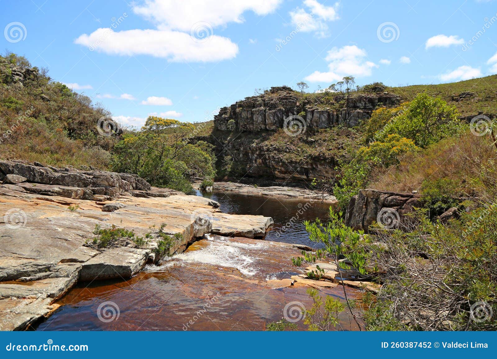 small stream in the river bed, in tabuleiro region, minas gerais