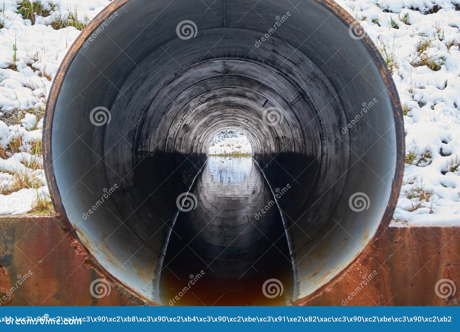 Stream in the Pipe Under the Road Stock Image Image of freeway, grass