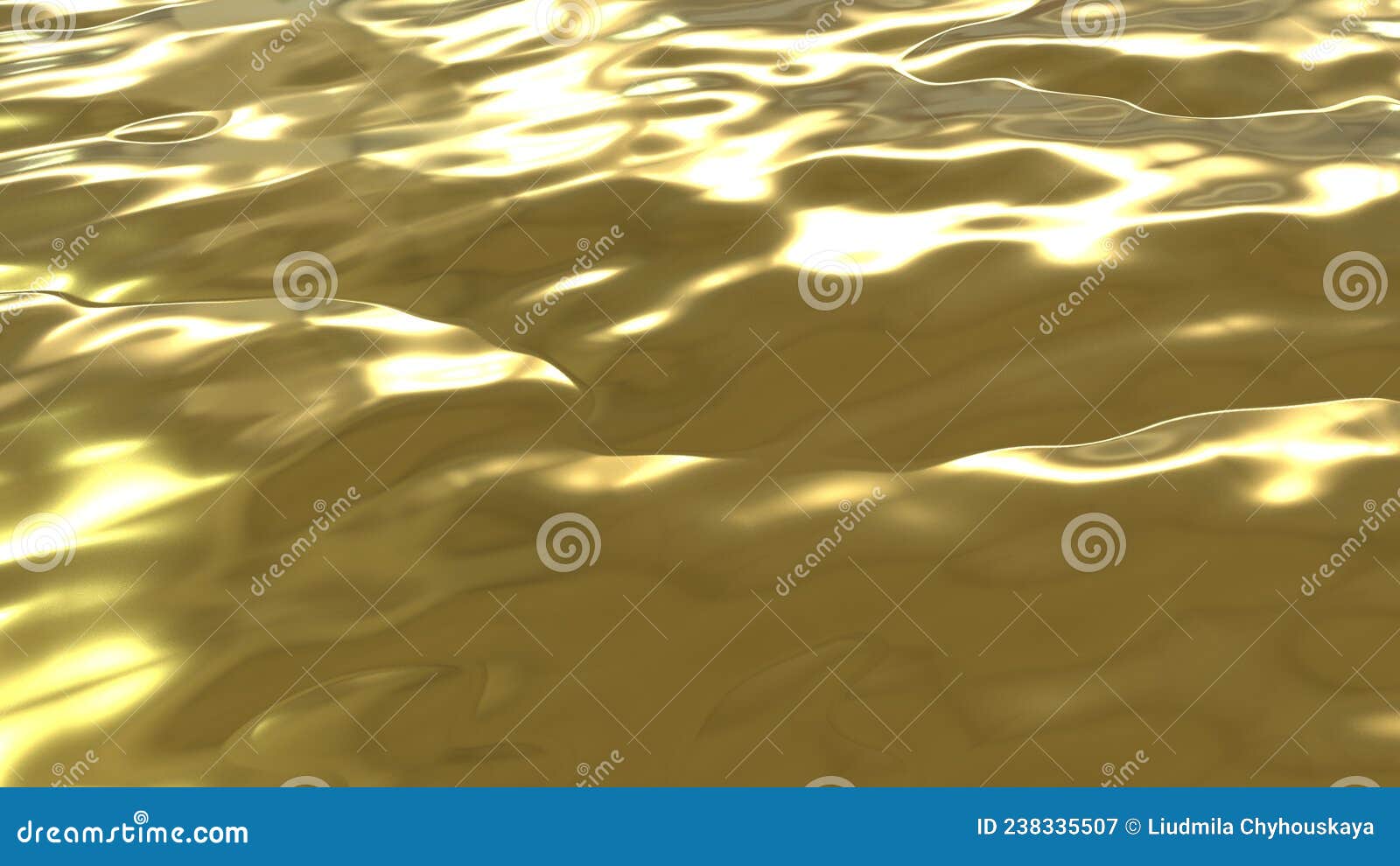 a stream of liquid gold. golden background with a golden flowing river. 3d image.