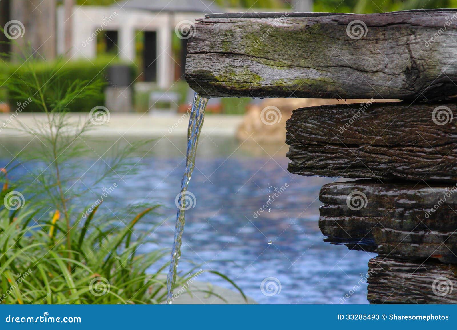 A Stream of Water Flowing into a Swimming Pool Stock Image Image of