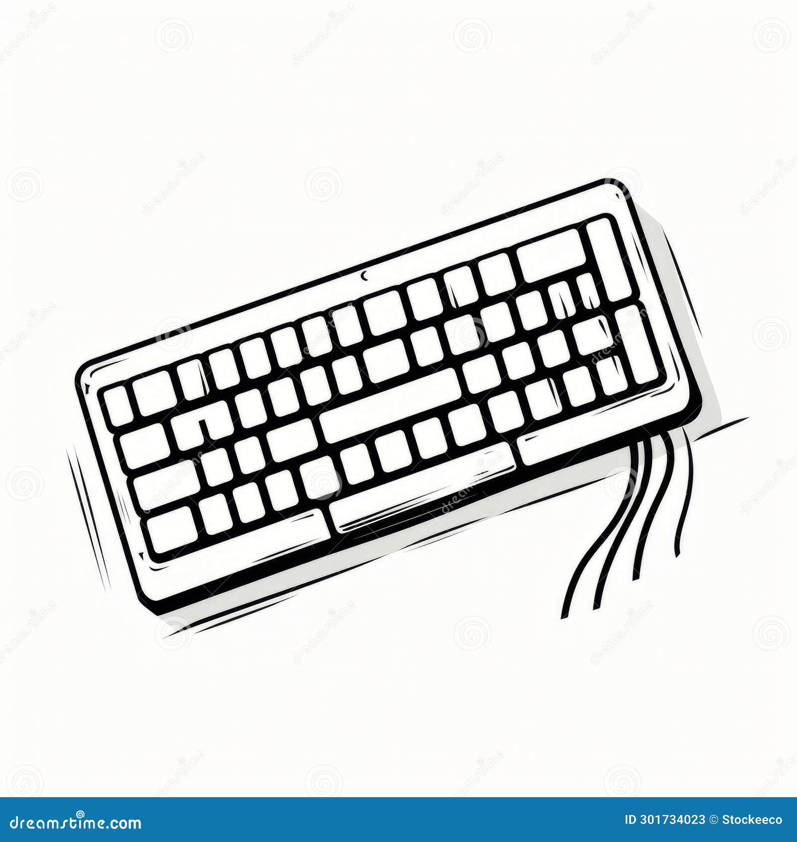 streamlined : a bold and sophisticated black and white computer keyboard drawing