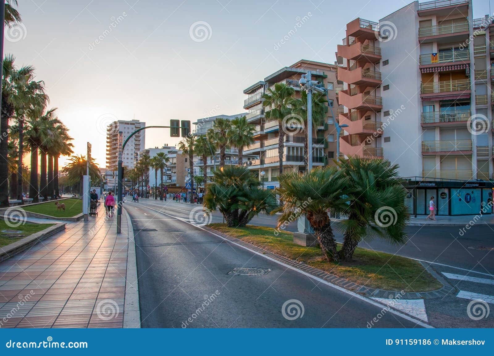 Street Along the Promenade in the City of Salou Editorial Photo - Image ...