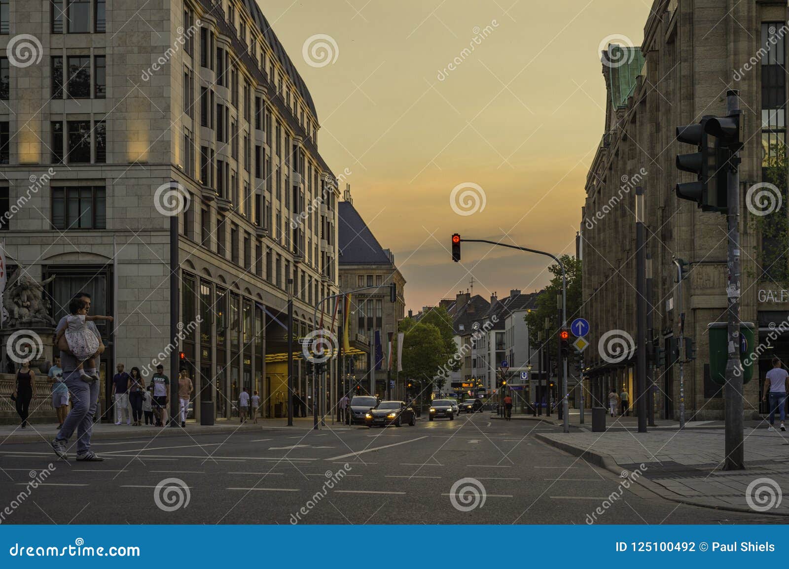A Street In The Area Of Konigsallee Dusseldorf Germany At Dusk Editorial Photography Image Of Parking Bicycle