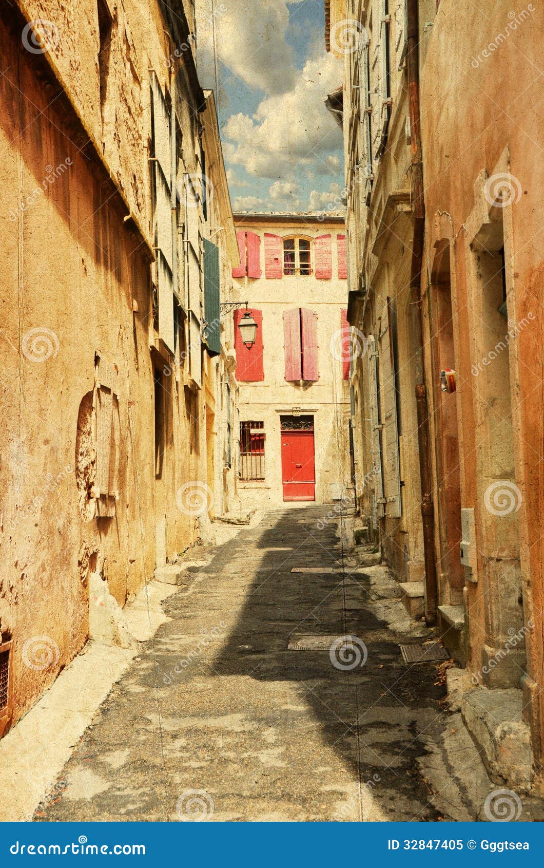 The street in Arles. Old street in Arles in grunge style.